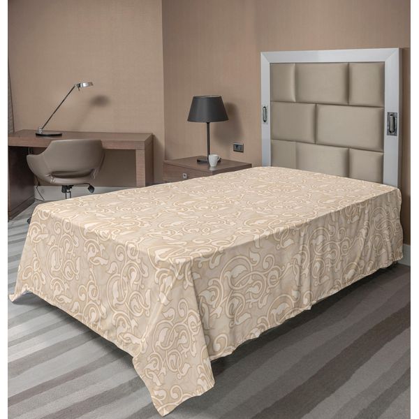Abakuhaus Lenzuolo Beige, Motivo Variegato Con Semi E Fiori In Stile Antico, Motivo Orientale, Stampa Giardino Naturale, Lenzuolo Morbido E Confortevole Per Un Letto Decorativo, 1 Pezzo, 190 Cm X 100 Cm, Beige-image