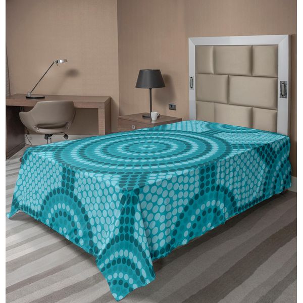Abakuhaus Lenzuolo Verde Acqua, Pittura Astratta Con Motivi Indigeni, Stampa Artistica Culturale Indigena Antica, Lenzuolo Morbido E Confortevole Per Un Letto Decorativo, 1 Pezzo, 260 Cm X 168 Cm, Verde Acqua-image