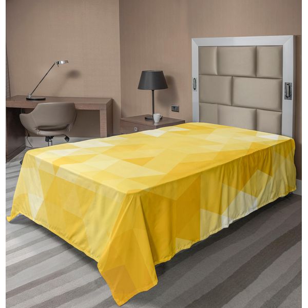 Abakuhaus Lenzuolo Giallo, Motivi Geometrici Sfumati Di Triangoli Astratti Con Motivi Illustrativi Moderni, Lenzuolo Superiore Morbido E Confortevole Per Un Letto Decorativo 1 Pezzo 260 Cm X 168 Cm, Giallo-image