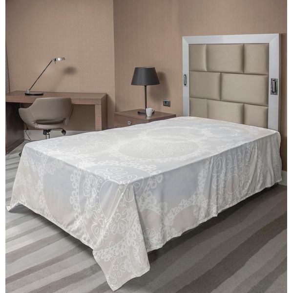 Abakuhaus Pearls Lenzuolo, Centrino Con Motivo A Cerchi, Stampa Grafica Moderna E Romantica In Stile Nuziale, Lenzuolo Morbido E Confortevole Per Un Letto Decorativo, 1 Pezzo, 260 Cm X 168 Cm, Grigio Bianco-image