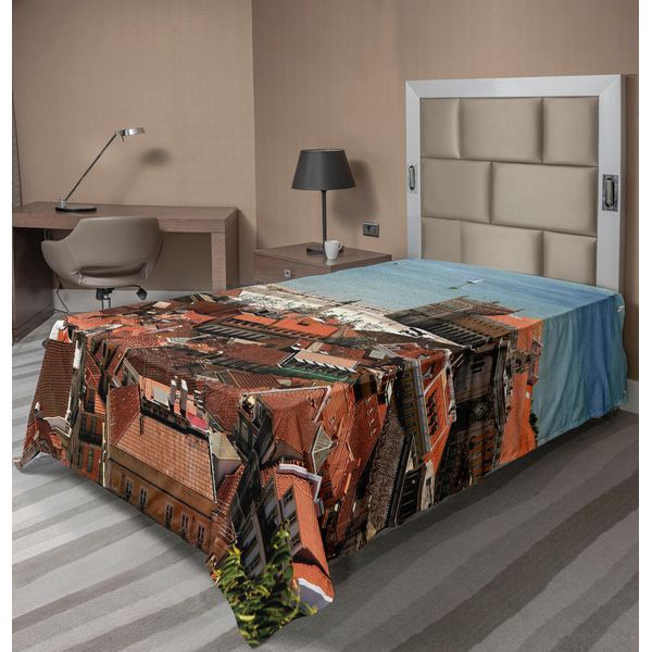 Abakuhaus Lenzuolo Europeo, Vista Del Portogallo Centrale Con Tetti A Punta, Mare, Città Antica, Città Nostalgica, Lenzuolo Superiore Morbido E Confortevole Per Un Letto Decorativo, 1 Pezzo, 260 Cm X 168 Cm, Multicolore-image