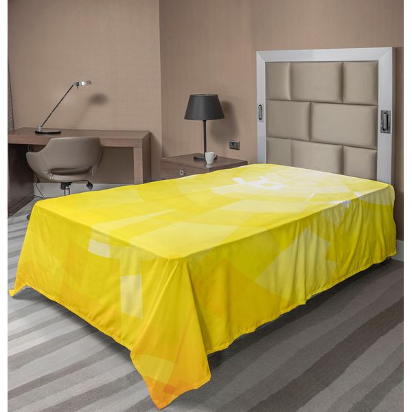 Abakuhaus Lenzuolo Giallo, Motivo Moderno A Mosaico Circolare Pixel Digitale Caratterizzato Nel Design Grafico Illustrazione, Lenzuolo Morbido E Confortevole Per Un Letto Decorativo 1 Pezzo 190 Cm X 100 Cm, Giallo-image