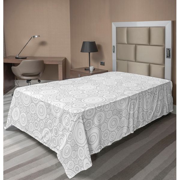Abakuhaus Lenzuolo Grigio, Cerchi Assortiti E Motivi Geometrici Semplici, Morbido E Confortevole Lenzuolo Superiore Per Un Letto Decorativo 1 Pezzo 190 Cm X 100 Cm, Grigio Bianco-image