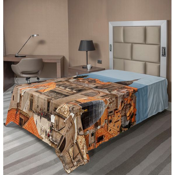 Abakuhaus Lenzuolo Europeo, Vista A Volo D'uccello Sulla Città Vecchia Dalle Mura Medievali Della Croazia, Lenzuolo Morbido E Confortevole Per Un Letto Decorativo 1 Pezzo 190 Cm X 100 Cm, Multicolore-image
