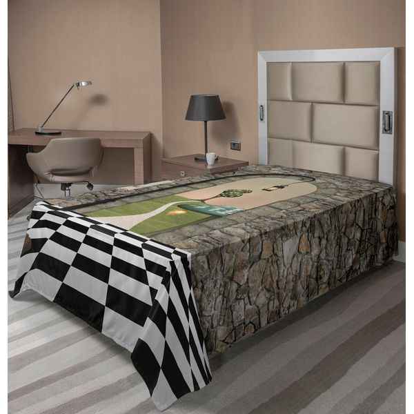 Abakuhaus Alice Nel Paese Delle Meraviglie Lenzuolo, Benvenuti Nel Paese Delle Meraviglie Nero E Bianco Pavimento Paesaggio Fungo Lanterna, Morbido E Confortevole Lenzuolo Superiore Per Un Letto Decorativo 1 Pezzo 260 Cm X 168 Cm, Multicolore-image