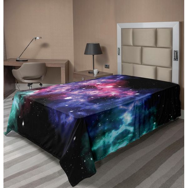 Abakuhaus Lenzuolo Spaziale, Stelle E Nube Di Gas Polverosa Nell'universo Cosmico Planetario Magico Stampa, Lenzuolo Superiore Morbido E Confortevole Per Un Letto Decorativo 1 Pezzo 260 Cm X 168 Cm, Viola Rosa Navy-image