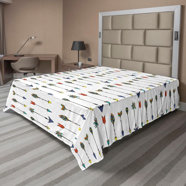 Abakuhaus Lenzuolo Con Freccia, Colorato, Etnico, Antico, Freccia Orientale, Tradizionale, Tribale, Armi, Design Culturale, Morbido E Confortevole, Lenzuolo Superiore Per Un Letto Decorativo, 1 Pezzo, 275 Cm X 260 Cm, Multicolore-image