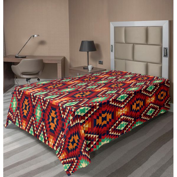Abakuhaus Lenzuolo Tribale, Motivo Geometrico Triangolare Azteco Tribale Zig Zag Stile Arte Popolare Stampa Etnica, Lenzuolo Morbido E Confortevole Per Un Letto Decorativo 1 Pezzo 260 Cm X 168 Cm, Multicolore-image