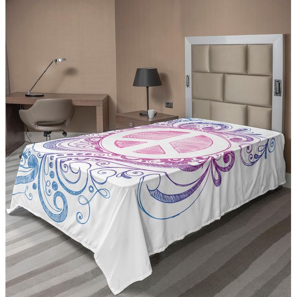 Abakuhaus Fantastico Lenzuolo, Classico Disegnato A Mano Vortice Libertà Cambiamento Speranza Ruolo Icona, Morbido E Confortevole Lenzuolo Superiore Per Un Letto Decorativo 1 Pezzo 190 Cm X 100 Cm, Bianco Blu Rosa-image