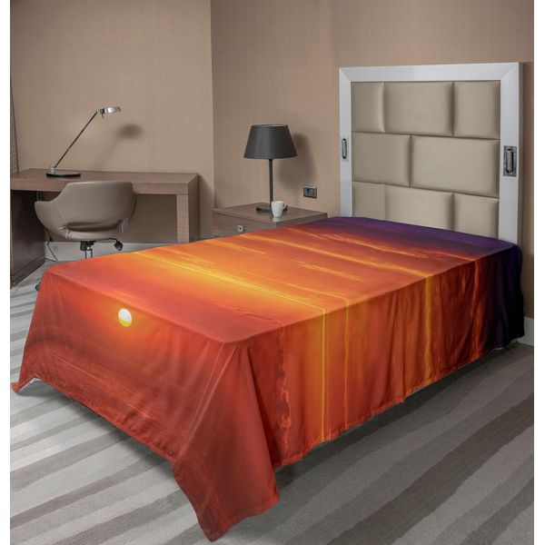 Abakuhaus Lenzuolo Ocean, Alba Sul Mare Mattina Costa Scenario Naturale Stampa, Morbido E Confortevole Lenzuolo Superiore Per Un Letto Decorativo 1 Pezzo 260 Cm X 168 Cm, Arancione Rosso Viola-image