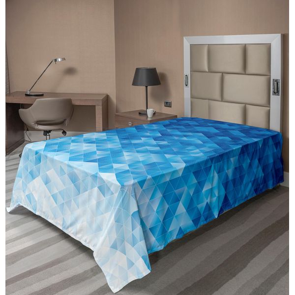 Abakuhaus Lenzuolo Geometrico, Sfumatura Geometrica, Texture Digitale Con Stampa Grafica A Mosaico Triangolare Pixel, Lenzuolo Morbido E Confortevole Per Un Letto Decorativo, 1 Pezzo, 260 Cm X 168 Cm, Azzurro-image