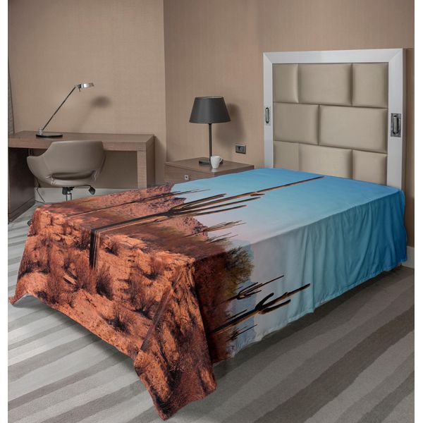 Abakuhaus Lenzuolo Saguaro, Cactus Celebri Cresciuti Con Spine Piante Resistenti Immagine Clear Sky, Lenzuolo Morbido E Confortevole Per Un Letto Decorativo 1 Pezzo 190 Cm X 100 Cm, Marrone Blu-image