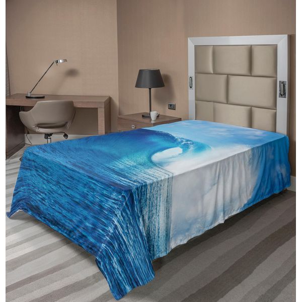 Abakuhaus Lenzuolo Oceano, Nuvole Cielo Estivo Oceano Increspato Avventura Turistica Stampa Turistica, Lenzuolo Morbido E Confortevole Per Un Letto Decorativo 1 Pezzo 190 Cm X 100 Cm, Bianco-image