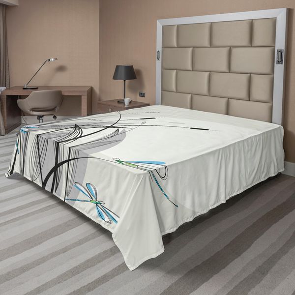 Abakuhaus Lenzuolo Con Libellule, Libellule Su Fiori E Rami Natura Fiorita Primavera Predatore Stampa Boho, Lenzuolo Morbido E Confortevole Per Un Letto Decorativo 1 Pezzo 260 Cm X 228 Cm, Multicolore-image