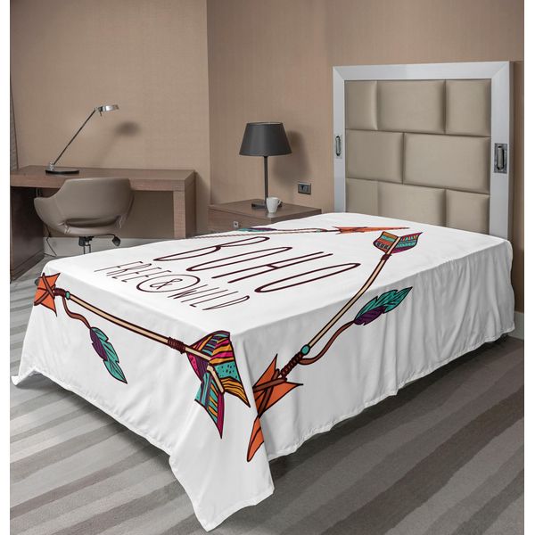 Abakuhaus Lenzuolo Con Freccia, Albero Tribale Antico Etnico Freccia In Forma Geometrica Triangolare Piume Stampa Boho, Lenzuolo Superiore Morbido E Confortevole Per Un Letto Decorativo 1 Pezzo 260 Cm X 168 Cm, Multicolore-image
