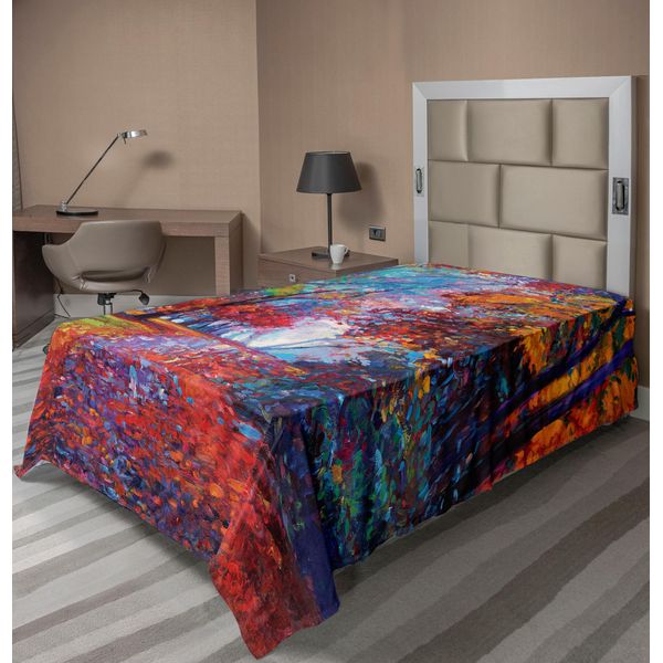 Abakuhaus Lenzuolo, Parco Fatato Colorato Nella Natura Arte Vista Terra E Alberi Nella Natura Arte, Morbido E Confortevole Lenzuolo Superiore Per Un Letto Decorativo 1 Pezzo 260 Cm X 168 Cm, Multicolore-image