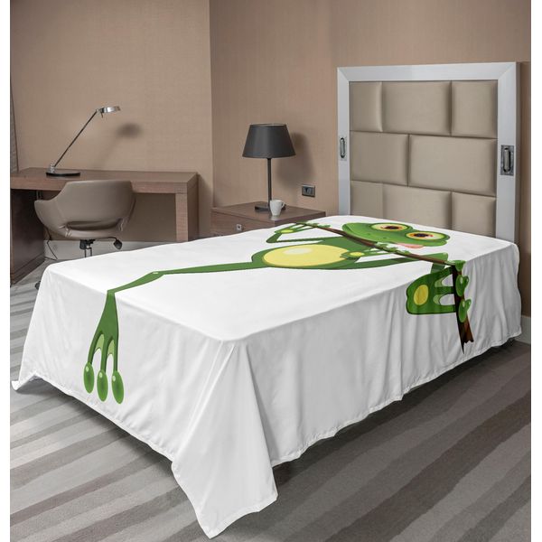 Abakuhaus Lenzuolo Per Animali, Piccola Rana Su Un Ramo Di Un Albero Nella Foresta Pluviale, Natura, Giungla, Vita, Arte, Terra, Lenzuolo Morbido E Confortevole Per Un Letto Decorativo, 1 Pezzo, 190 Cm X 100 Cm, Verde, Bianco, Giallo-image