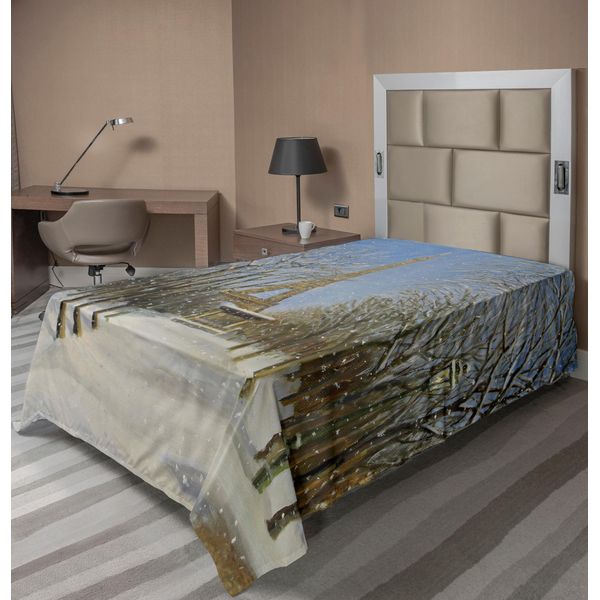 Abakuhaus Lenzuolo, Scena Invernale Della Storica Torre Eiffel Nella Vista Urbana Della Città Di Parigi, Lenzuolo Morbido E Confortevole Per Un Letto Decorativo 1 Pezzo 190 Cm X 100 Cm, Blu Grigio Bianco Grigio-image