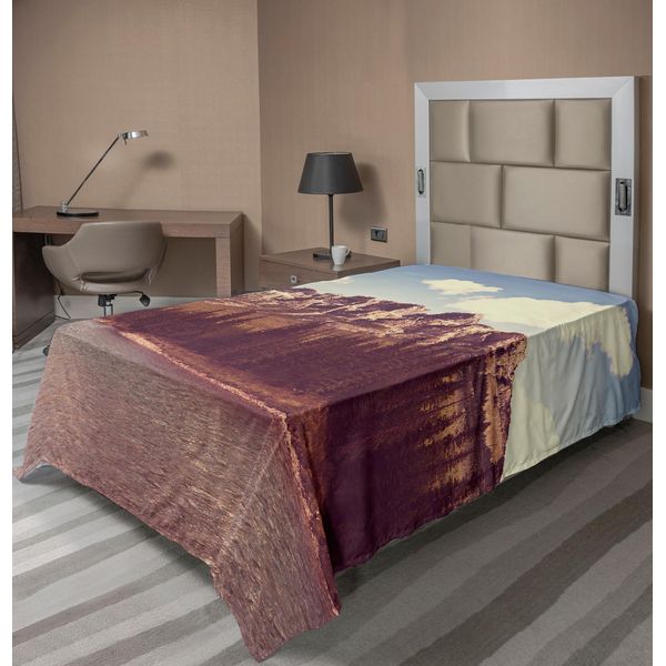 Abakuhaus Lenzuolo Da Letto, Alte Montagne Rocciose Canadesi, Fiume, Alberi, Cielo Nuvoloso, Neve, Paesaggio, Lenzuolo Morbido E Confortevole Per Un Letto Decorativo, 1 Pezzo, 260 Cm X 168 Cm, Multicolore-image