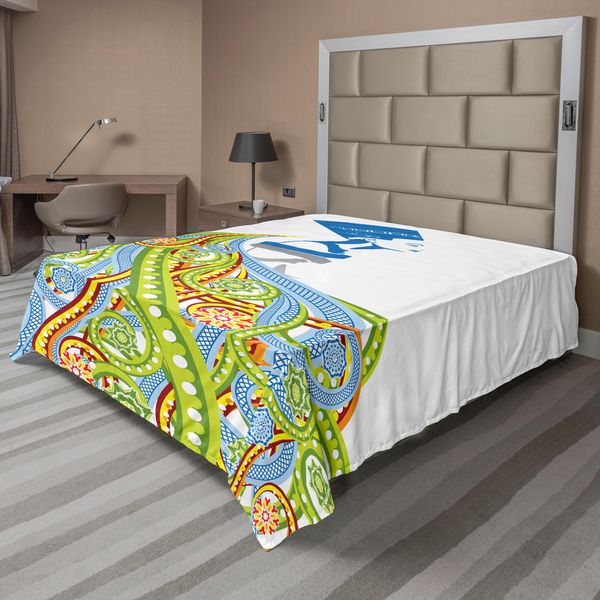 Abakuhaus Lenzuolo Egiziano, Illustrazione Moderna Dell'antica Regina Faraona Con La Sua Corona, Lenzuolo Morbido E Confortevole Per Un Letto Decorativo 1 Pezzo 266 Cm X 260 Cm, Multicolore-image