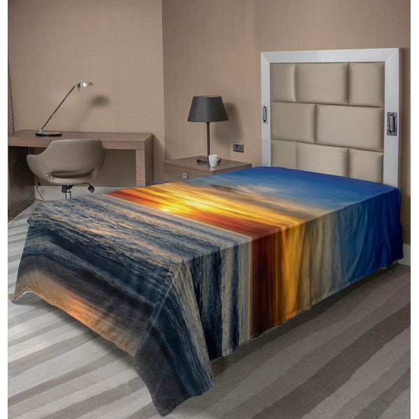 Abakuhaus Lenzuolo Ocean, Tramonto Sull'oceano Pacifico La Jolla California Sun Stampa Fotografica A Colori, Lenzuolo Morbido E Confortevole Per Un Letto Decorativo 1 Pezzo 190 Cm X 100 Cm, Arancione Blu-image