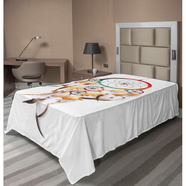 Abakuhaus Lenzuolo Tribale, Stile Etnico Retrò Bohemian Dreamcatcher Immagine Cultura Indigena Piuma, Morbido E Confortevole Lenzuolo Superiore Per Un Letto Decorativo 1 Pezzo 190 Cm X 100 Cm, Multicolore-image