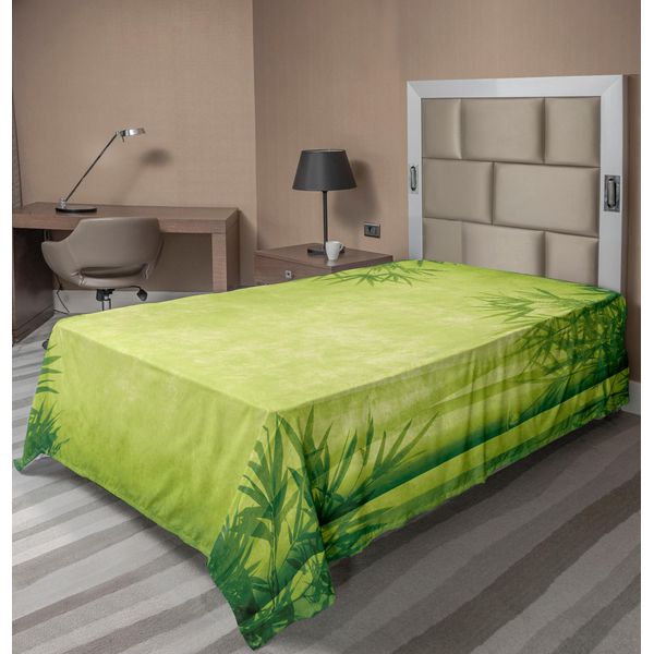 Abakuhaus Lenzuolo In Bambù, Disegno Con Alberi Di Bambù, Stile Asiatico Fengshui, Immagine Di Una Vita Semplice E Organizzata, Lenzuolo Morbido E Confortevole Per Un Letto Decorativo, 1 Pezzo, 190 Cm X 100 Cm, Verde-image
