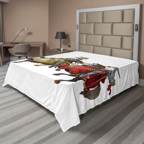 Abakuhaus Lenzuolo Medievale, Cavaliere Medievale Con Costume D'epoca Rinascimentale, Illustrazione, Lenzuolo Morbido E Confortevole Per Un Letto Decorativo, 1 Pezzo, 275 Cm X 260 Cm, Multicolore-image
