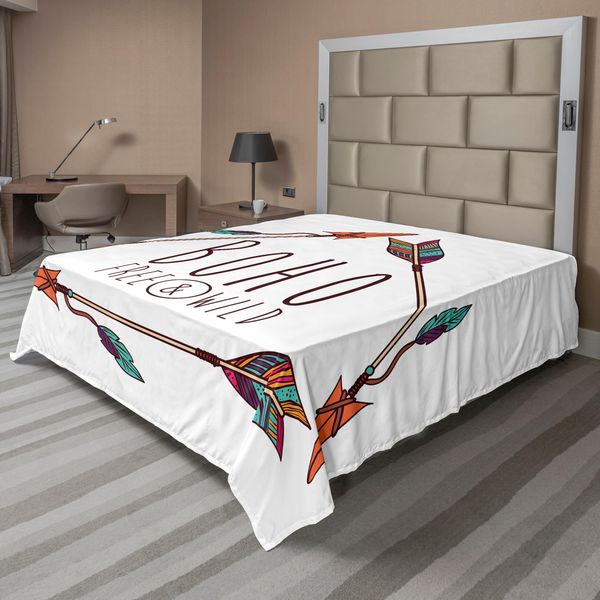 Abakuhaus Lenzuolo Con Freccia, Albero Tribale Antico Etnico Freccia In Forma Geometrica Triangolare Piume Stampa Boho, Lenzuolo Superiore Morbido E Confortevole Per Un Letto Decorativo 1 Pezzo 266 Cm X 260 Cm, Multicolore-image