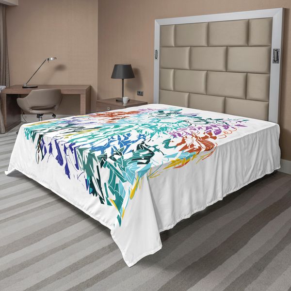 Abakuhaus Lenzuolo Con Gufo, Gufo Con Piume Morbide E Colorate, Grandi Occhi, Immagine Caratteristica, Lenzuolo Morbido E Confortevole Per Un Letto Decorativo, 1 Pezzo, 244 Cm X 205 Cm, Multicolore-image
