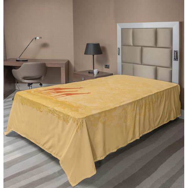 Abakuhaus Lenzuolo Giraffa, Giraffe In Stile Retrò, Colori Safari Savannah, Animali Selvatici, Paesaggio Boho, Lenzuolo Morbido E Confortevole Per Un Letto Decorativo, 1 Pezzo, 190 Cm X 100 Cm, Arancione Crema-image