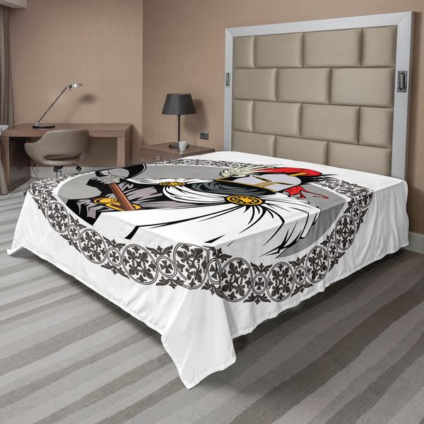 Abakuhaus Lenzuolo Medievale, Il Cavaliere Medievale Con Costume Tradizionale E Maschera Antica Tema Heroic Past, Lenzuolo Morbido E Confortevole Per Un Letto Decorativo 1 Pezzo 260 Cm X 228 Cm, Multicolore-image