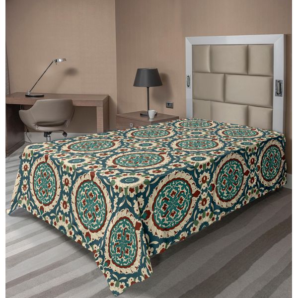 Abakuhaus Lenzuolo Orient, Design Grafico Con Motivi Classici Orientali Antichi, Colori Asiatici Retrò Nostalgici, Lenzuolo Morbido E Confortevole Per Un Letto Decorativo, 1 Pezzo 190 Cm X 100 Cm, Multicolore-image