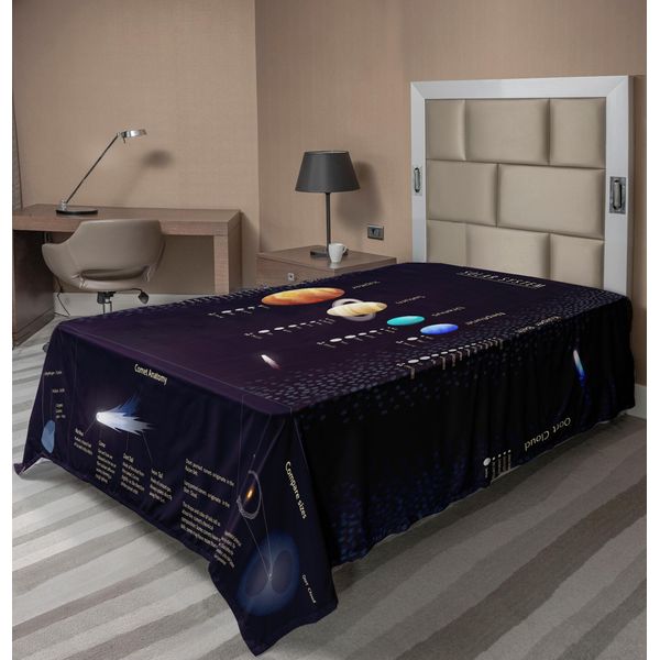 Abakuhaus Lenzuolo Spaziale, Sistema Solare Informazioni Scientifiche Giove Saturno Universo Telescopio Stampa, Lenzuolo Morbido E Confortevole Per Un Letto Decorativo 1 Pezzo 190 Cm X 100 Cm, Multicolore-image