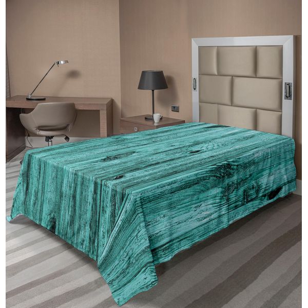 Abakuhaus Lenzuolo Turchese, Parete Con Sfondo Turchese E Mobili Antichi In Legno Con Stampa Artistica, Lenzuolo Morbido E Confortevole Per Un Letto Decorativo 1 Pezzo 260 Cm X 168 Cm, Blu-image