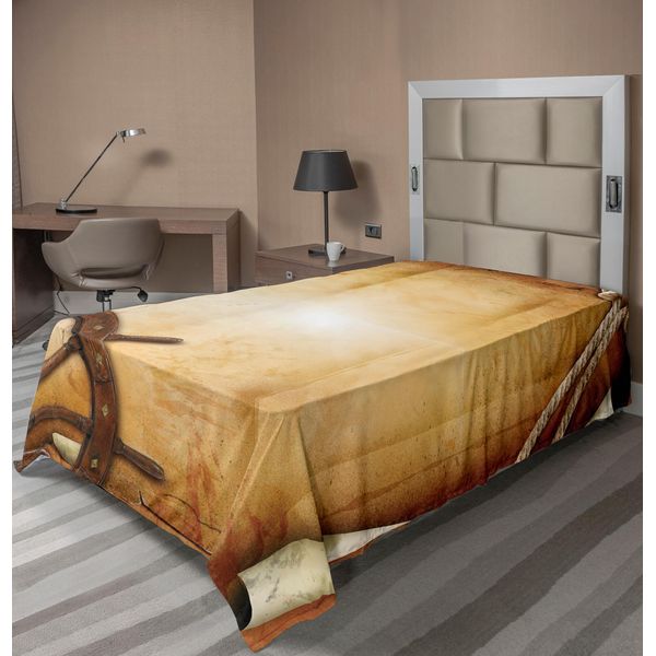 Abakuhaus Lenzuolo Con Illustrazione Di Un Timone Su Carta Antica, Motivo Storico Di Viaggio Marittimo, Lenzuolo Morbido E Confortevole Per Un Letto Decorativo, 1 Pezzo, 260 Cm X 168 Cm, Marrone-image