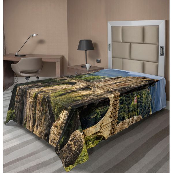 Abakuhaus Lenzuolo Medievale, Famoso Ponte Bastionato Storico Nella Svizzera Tedesca, Patrimonio Culturale Medievale, Lenzuolo Morbido E Confortevole Per Un Letto Decorativo, 1 Pezzo, 260 Cm X 168 Cm, Grigio Verde-image