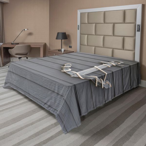 Abakuhaus Lenzuolo Con Ancora, Tema Nautico Ancora Di Legno Con Corda Appesa Al Muro Motivo Fotografico A Tema Marittimo, Lenzuolo Morbido E Confortevole Per Un Letto Decorativo 1 Pezzo 260 Cm X 228 Cm, Grigio-image