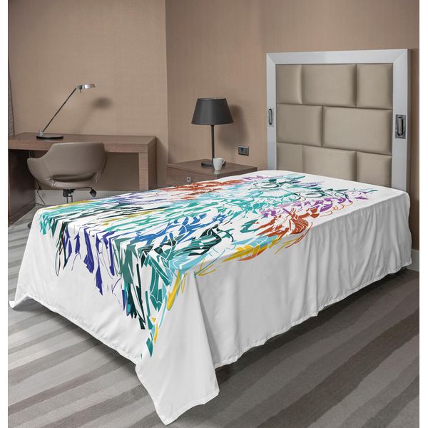 Abakuhaus Lenzuolo Con Gufo, Gufo Con Piume Morbide E Colorate, Grandi Occhi, Immagine Caratteristica, Lenzuolo Morbido E Confortevole Per Un Letto Decorativo, 1 Pezzo, 190 Cm X 100 Cm, Multicolore-image