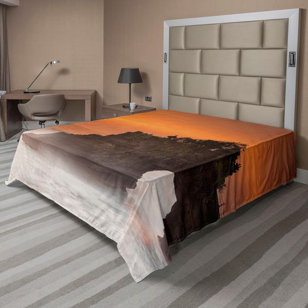 Abakuhaus Lenzuolo Balinese, Tempio Pura Tanah Lot Bali Indonesia Vacanze Magiche, Romantiche Ed Esotiche, Lenzuolo Morbido E Confortevole Per Un Letto Decorativo 1 Pezzo 244 Cm X 205 Cm, Arancione Marrone-image