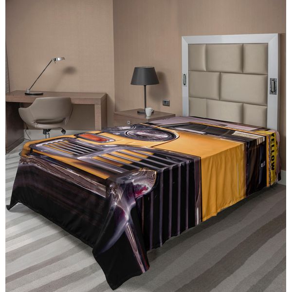 Abakuhaus New York Lenzuolo, Immagine Taxi Giallo Antico Elemento Storico Della Vecchia New York Nostalgia Cabina Vintage, Lenzuolo Morbido E Confortevole Per Un Letto Decorativo 1 Pezzo 190 Cm X 100 Cm, Giallo Grigio-image