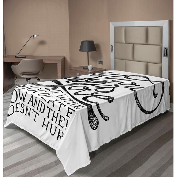 Abakuhaus Lenzuolo Con Proverbio, Tutto Ciò Di Cui Hai Bisogno, Amore Calligrafia Fumetto Divertimento Felicità Citazioni Grafica Stampa, Morbido E Comodo Lenzuolo Superiore Per Un Letto Decorativo 1 Pezzo 190 Cm X 100 Cm, Bianco Nero-image