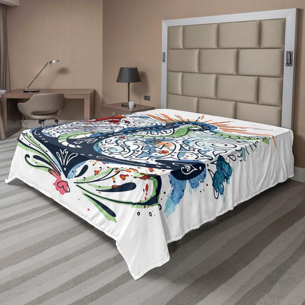 Abakuhaus Lenzuolo Con Ancora, Elaborato Ancora Di Nave Con Cuore E Sole E Design Estivo Marino, Lenzuolo Morbido E Confortevole Per Un Letto Decorativo 1 Pezzo 244 Cm X 205 Cm, Multicolore-image