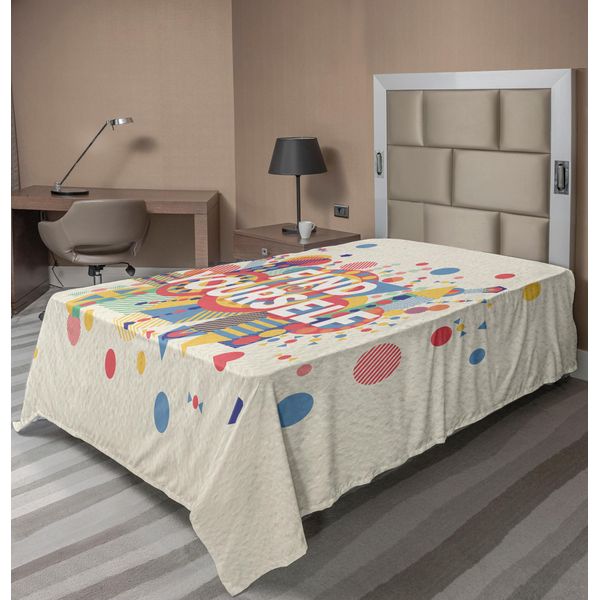 Abakuhaus Lenzuolo Con Proverbio, Trova Poster Tipografici Colorati In Stile Citazioni Ispiratrici, Lenzuolo Morbido E Confortevole Per Un Letto Decorativo 1 Pezzo 260 Cm X 168 Cm, Giallo Blu E Rosso-image