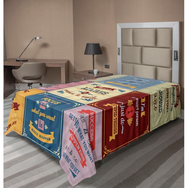 Abakuhaus Lenzuolo Con Proverbio, Collezione Di Citazioni Motivazionali Success Positive Attitude Tema Artwork Stampa, Lenzuolo Morbido E Confortevole Per Un Letto Decorativo 1 Pezzo 260 Cm X 168 Cm, Giallo E Rosa-image