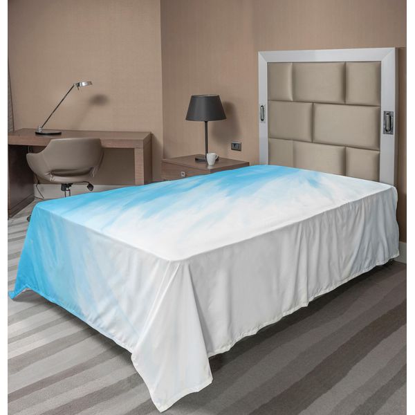 Abakuhaus Lenzuolo Astratto, Grafica Sfumata In Acquerello, Onde, Tecnica Acquerello, Illustrazione, Motivo, Lenzuolo Morbido E Confortevole Per Un Letto Decorativo, 1 Pezzo, 260 Cm X 168 Cm, Blu E Bianco-image
