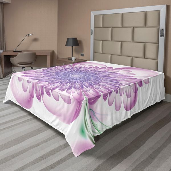 Abakuhaus Spiers Lenzuolo, Fiori Digitali Spirali Armoniose Con Petali Hypnotic Vision Flourish Stampa Da Sogno, Lenzuolo Superiore Morbido E Confortevole Per Un Letto Decorativo 1 Pezzo 244 Cm X 205 Cm, Viola-image