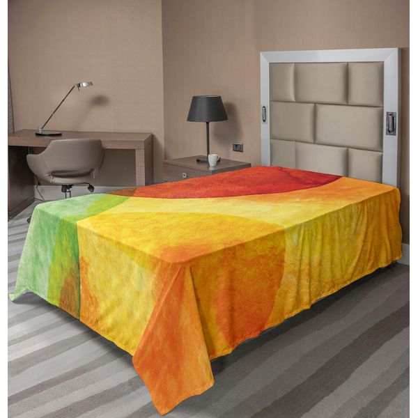 Abakuhaus Lenzuolo Astratto, Acquerello Astratto Dipinto Su Carta, Stampa Artistica Moderna, Lenzuolo Morbido E Confortevole Per Un Letto Decorativo, 1 Pezzo, 260 Cm X 168 Cm, Giallo Arancione Verde Lime-image
