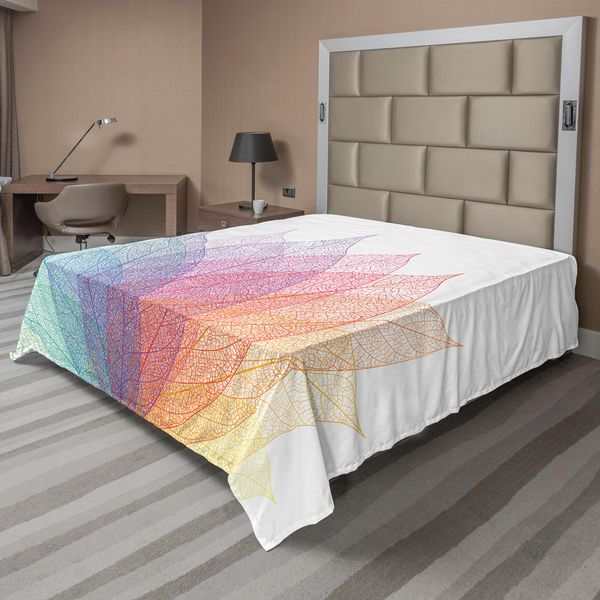 Abakuhaus Lenzuolo Astratto, Foglio Grafica Astratta Quattro Stagioni Flora Tema Delicato E Trasparente, Lenzuolo Superiore Morbido E Confortevole Per Un Letto Decorativo 1 Pezzo 266 Cm X 260 Cm, Giallo Rosso Verde-image