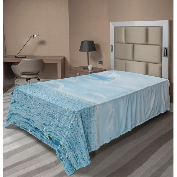Abakuhaus Lenzuolo Wolken, Mare E Cielo Combinati Insieme In Modo Vivace Ispirazione Immagine Di Speranza, Lenzuolo Morbido E Confortevole Per Un Letto Decorativo 1 Pezzo 260 Cm X 168 Cm, Azzurro-image